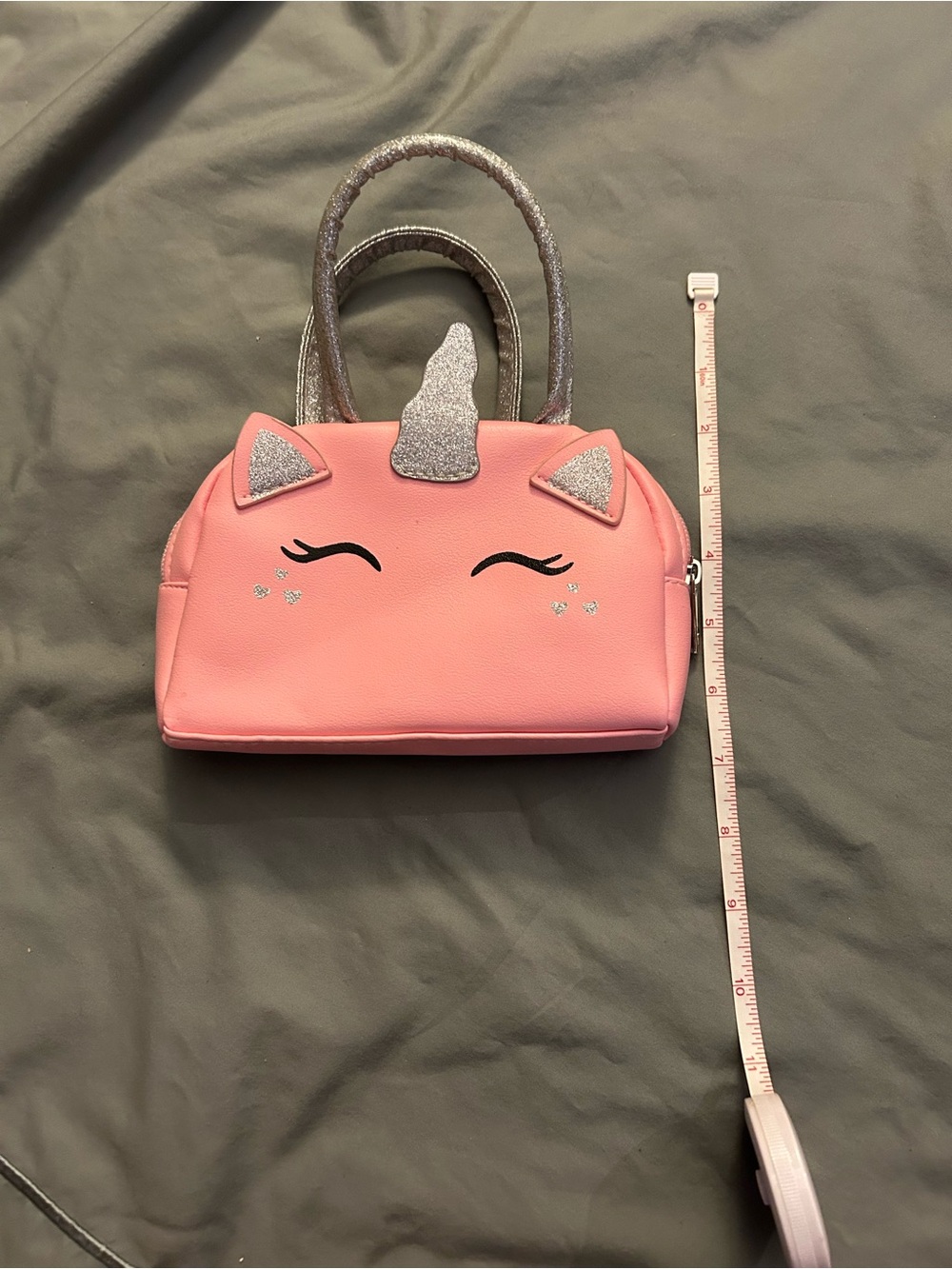 Kids Pink Unicorn Handbag with Silver Accent